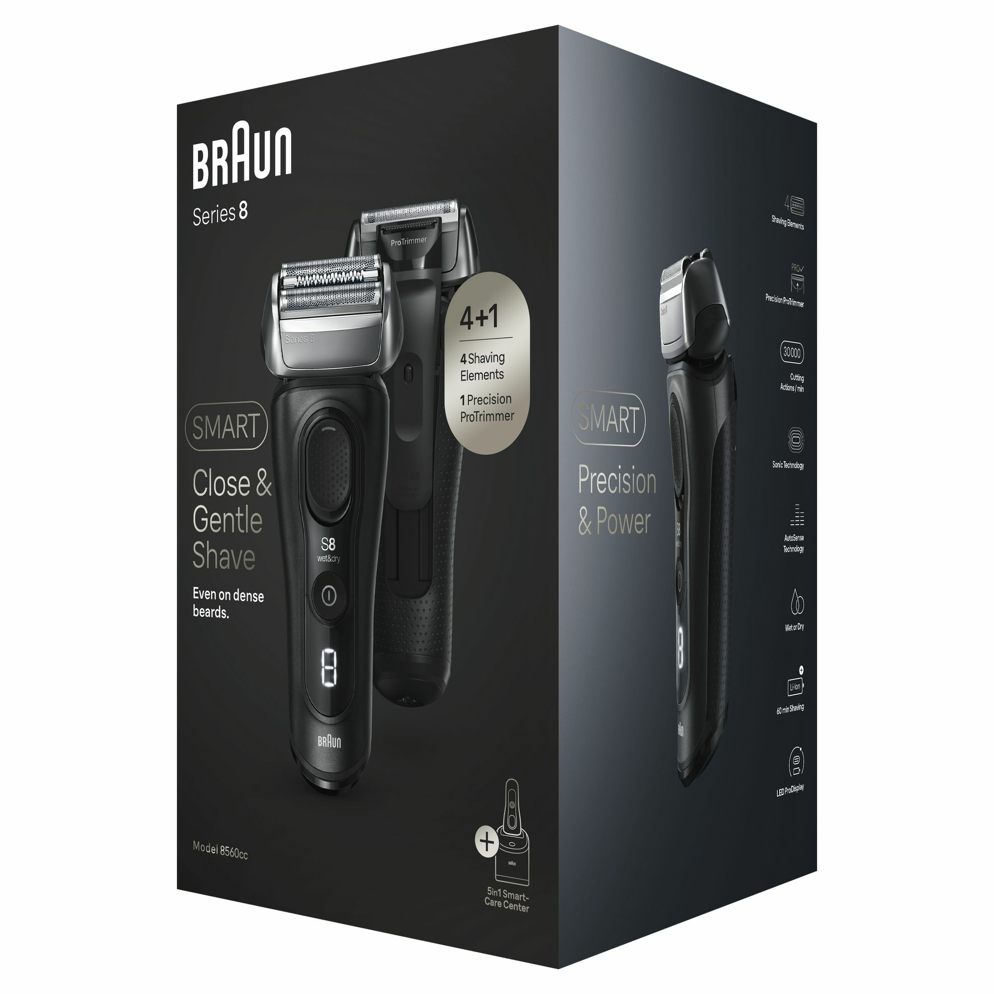 Braun Series 8 8560cc Wet & Dry Folienschaber Trimmer Schwarz