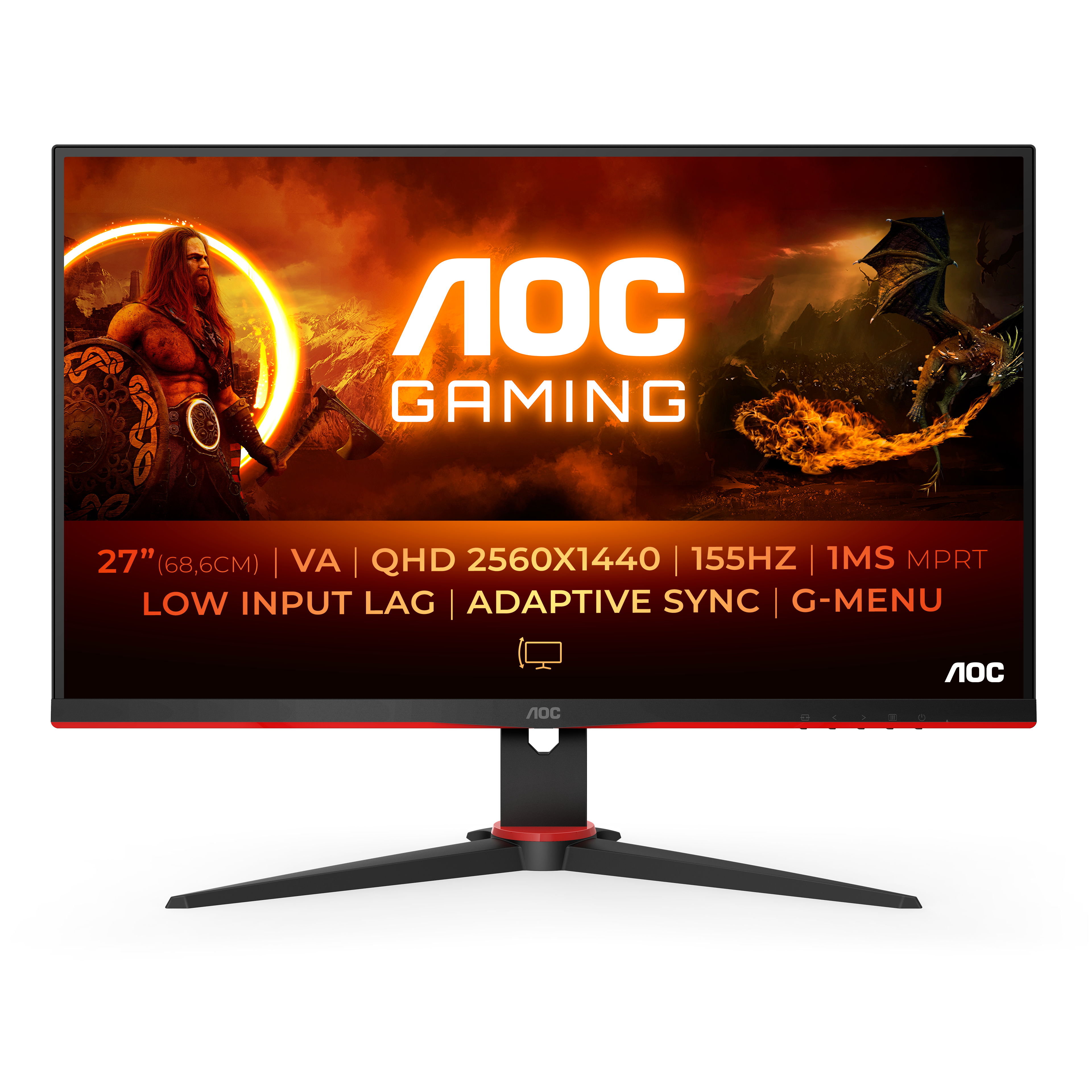 AOC G2 Q27G2E/BK Computerbildschirm 68,6 cm (27") 2560 x 1440 Pixel Quad HD Schwarz, Rot