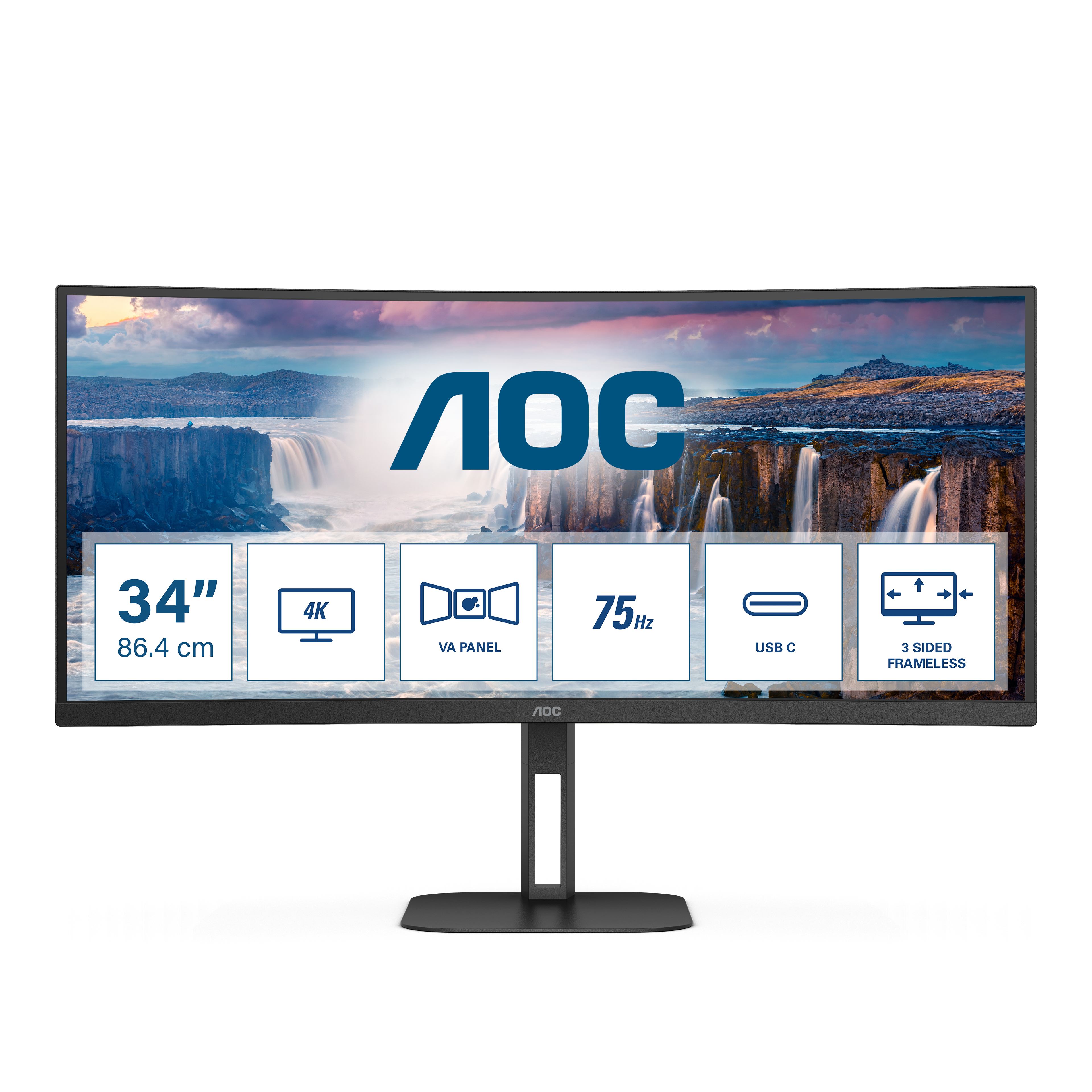 AOC V5 CU34V5C LED display 86,4 cm (34") 3440 x 1440 Pixel Wide Quad HD Schwarz