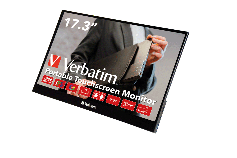 Verbatim 49593 Computerbildschirm 43,9 cm (17.3") 1920 x 1080 Pixel Full HD Touchscreen Schwarz