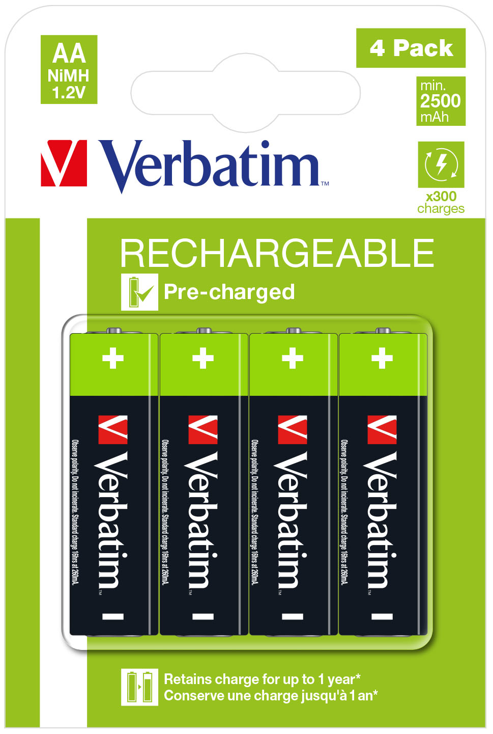 Verbatim 49517 Haushaltsbatterie Wiederaufladbarer Akku AA Nickel-Metallhydrid (NiMH)