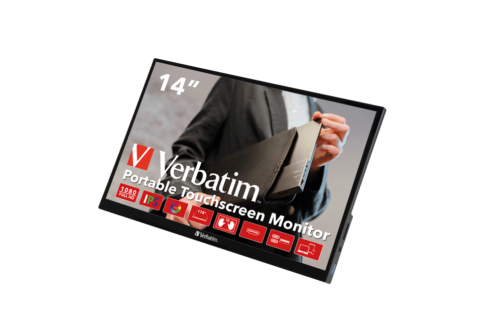 Verbatim 49591 Computerbildschirm 35,6 cm (14") 1920 x 1080 Pixel Full HD Touchscreen Schwarz