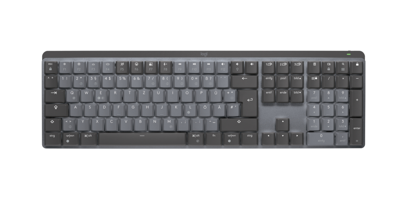 Logitech MX Mechanical Tastatur RF Wireless + Bluetooth QWERTZ Deutsch Graphit, Grau