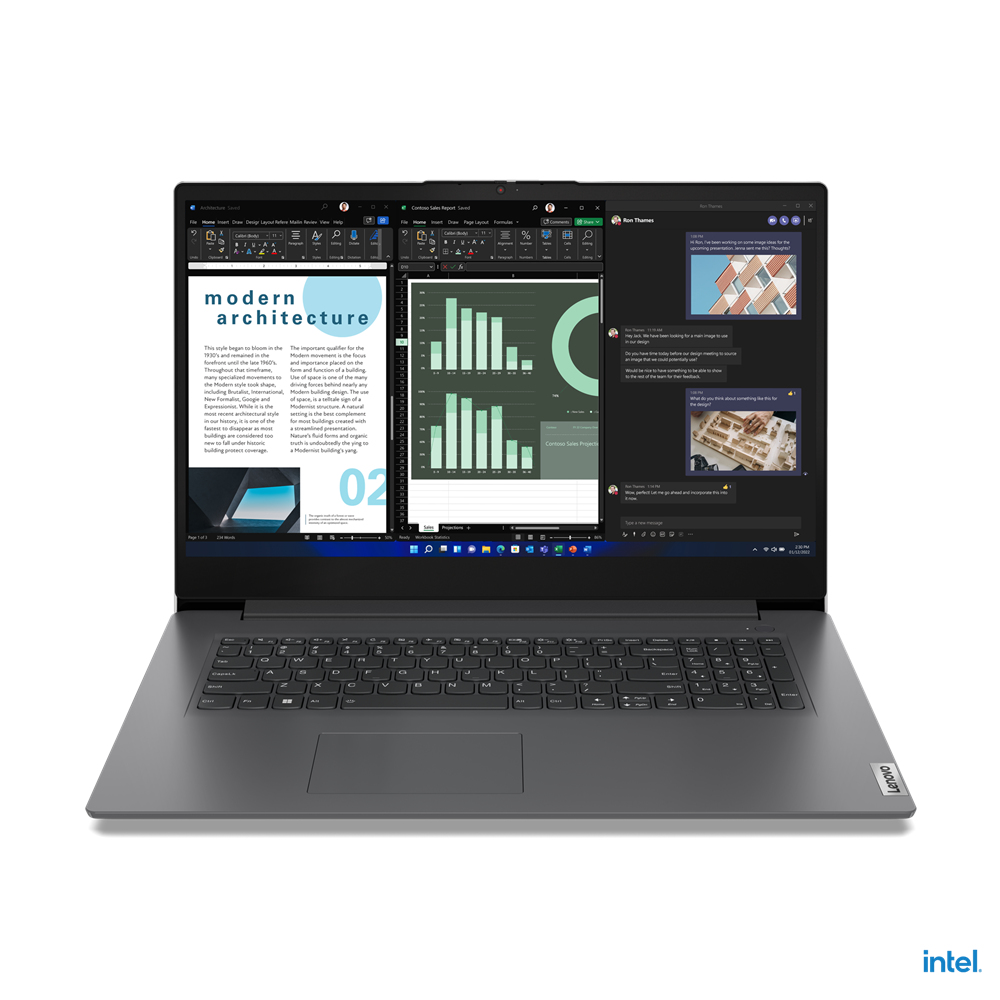 Lenovo V V17 Laptop 43,9 cm (17.3") Full HD Intel® Core™ i3 i3-1315U 8 GB DDR4-SDRAM 512 GB SSD Wi-Fi 6 (802.11ax) Windows 11 Home Grau