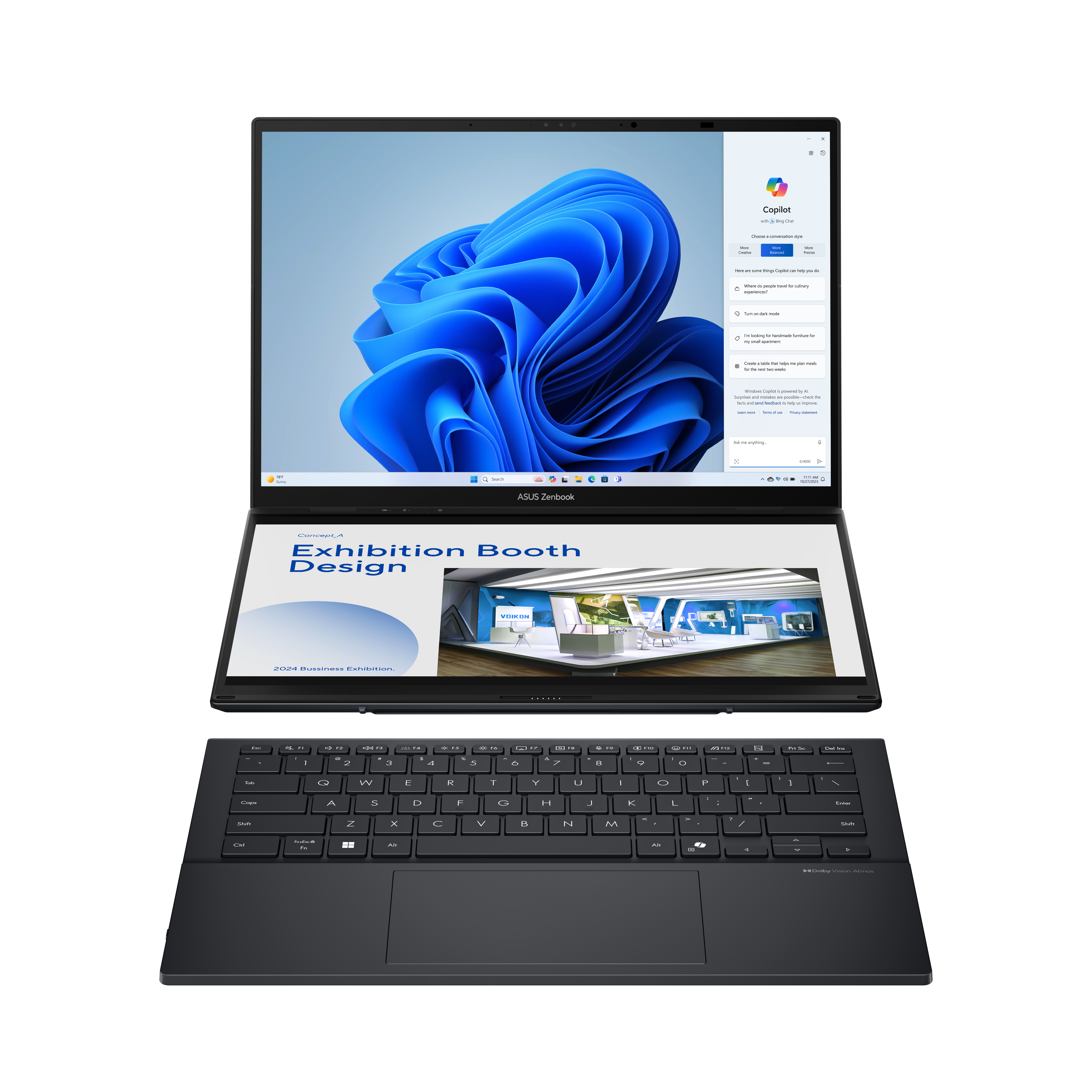 ASUS Zenbook Duo UX8406CA-PZ068X Intel Core Ultra 9 285H Hybrid (2-in-1) 35,6 cm (14") Touchscreen 3K 32 GB LPDDR5x-SDRAM 2 TB SSD Wi-Fi 7 (802.11be) Windows 11 Pro Grau