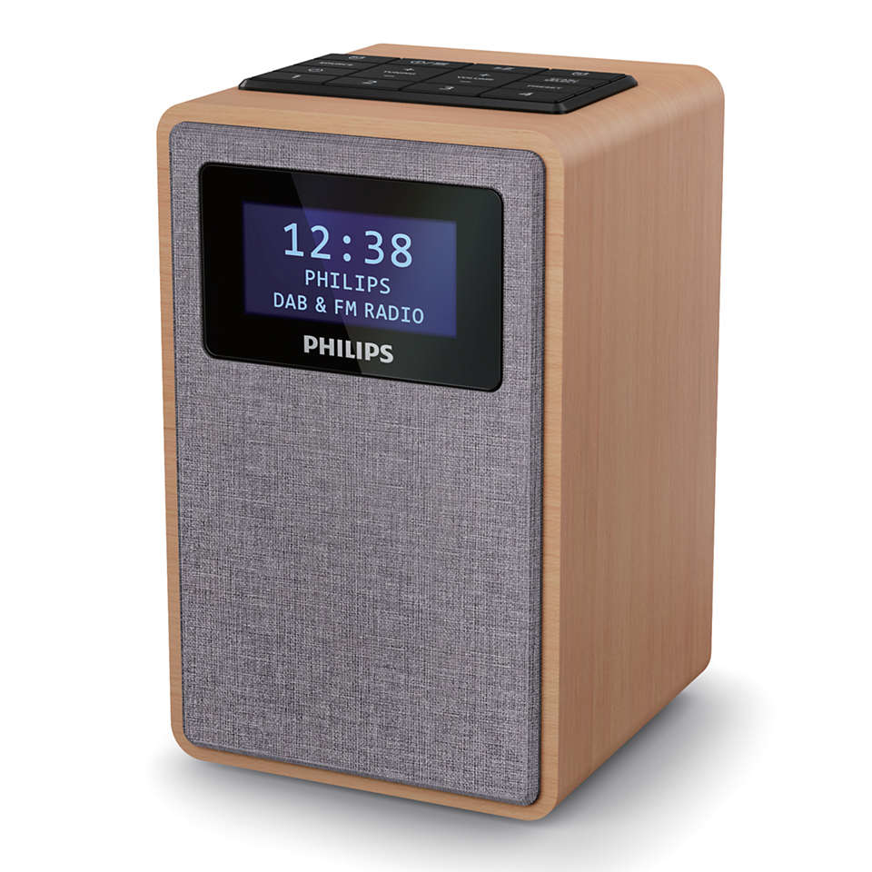 Philips TAR5005/10 Radio Uhr Digital Grau, Holz