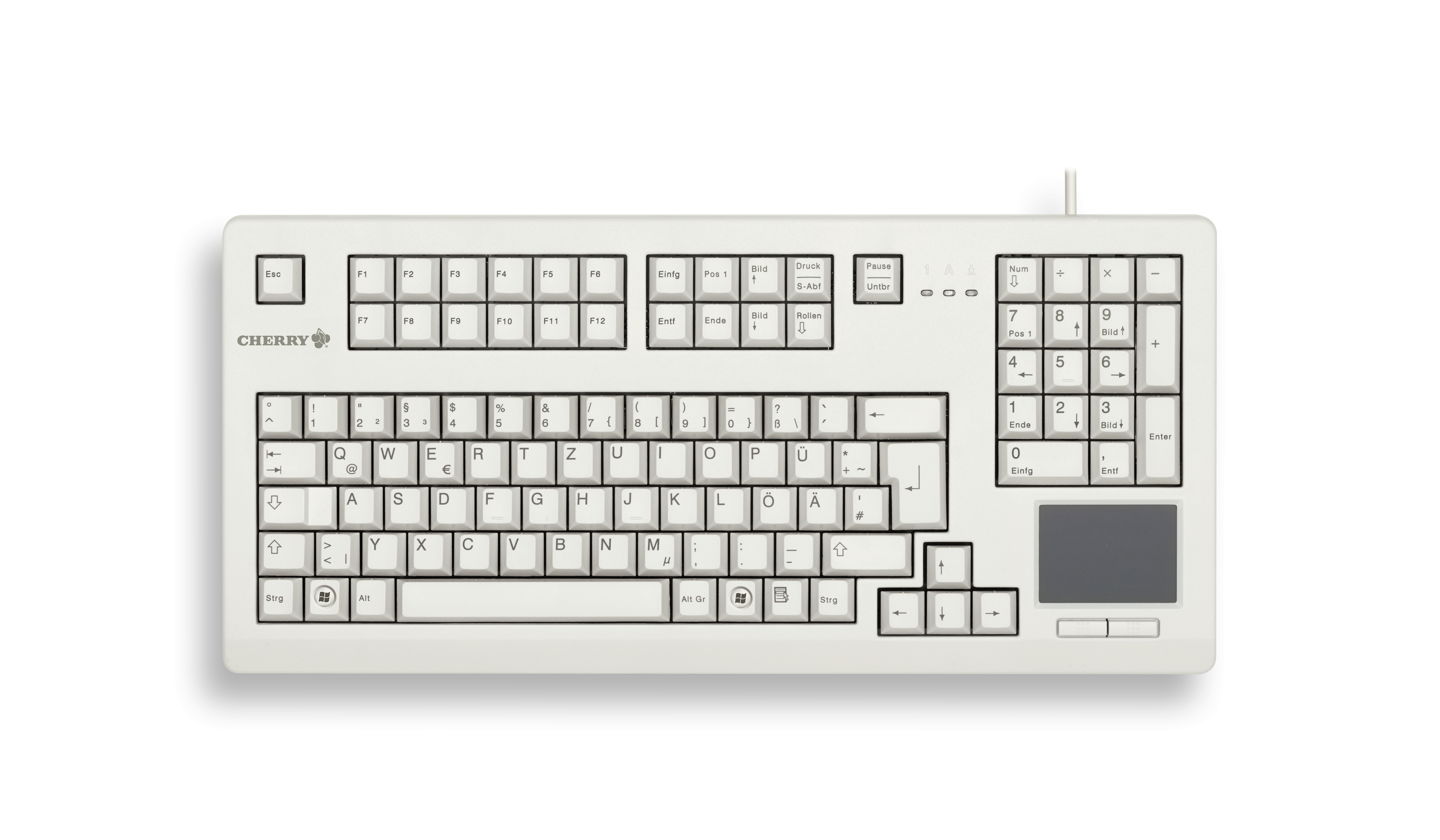 CHERRY TouchBoard G80-11900 Kabelgebundene Tastatur mit Touchpad, Hell Grau, USB (QWERTZ - DE)