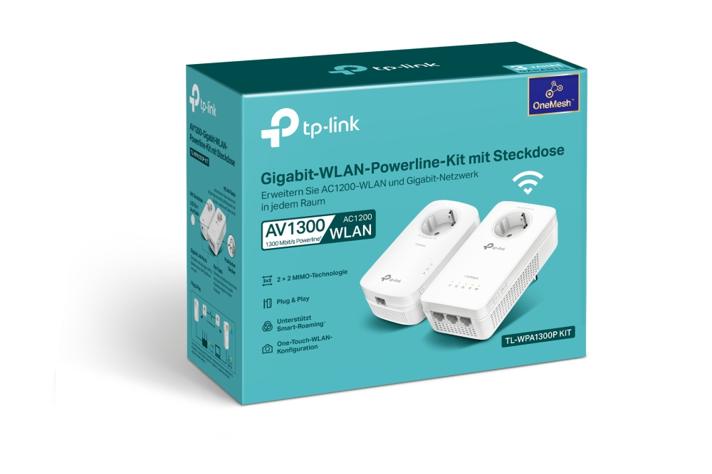 TP-Link AV1300-AC1200-Gigabit-WLAN-Powerline-KIT mit Steckdose