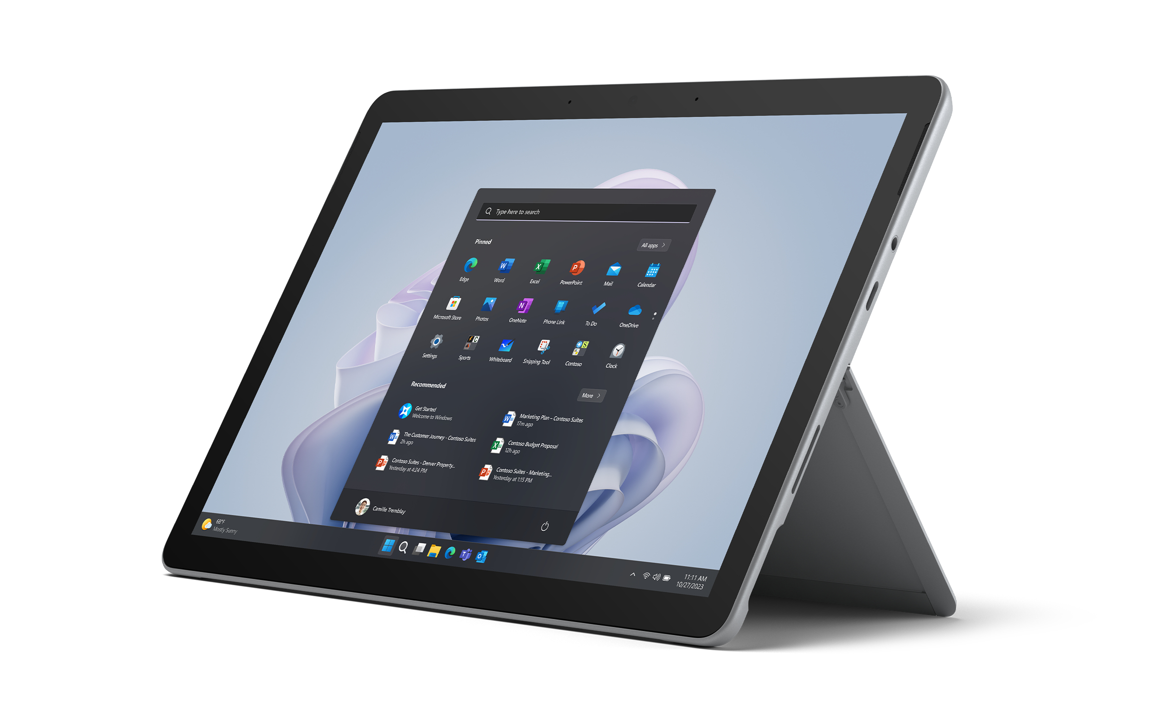 Microsoft Surface Go 4 128 GB 26,7 cm (10.5") Intel® N 8 GB Wi-Fi 6 (802.11ax) Windows 11 Pro Platin