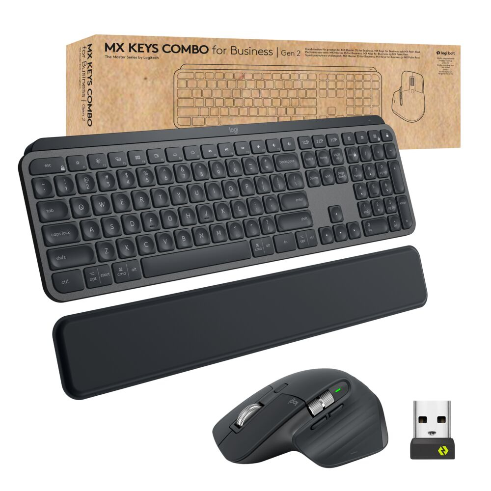 Logitech MX Keys combo for Business Gen 2 Tastatur Maus enthalten RF Wireless + Bluetooth QWERTZ Deutsch Graphit