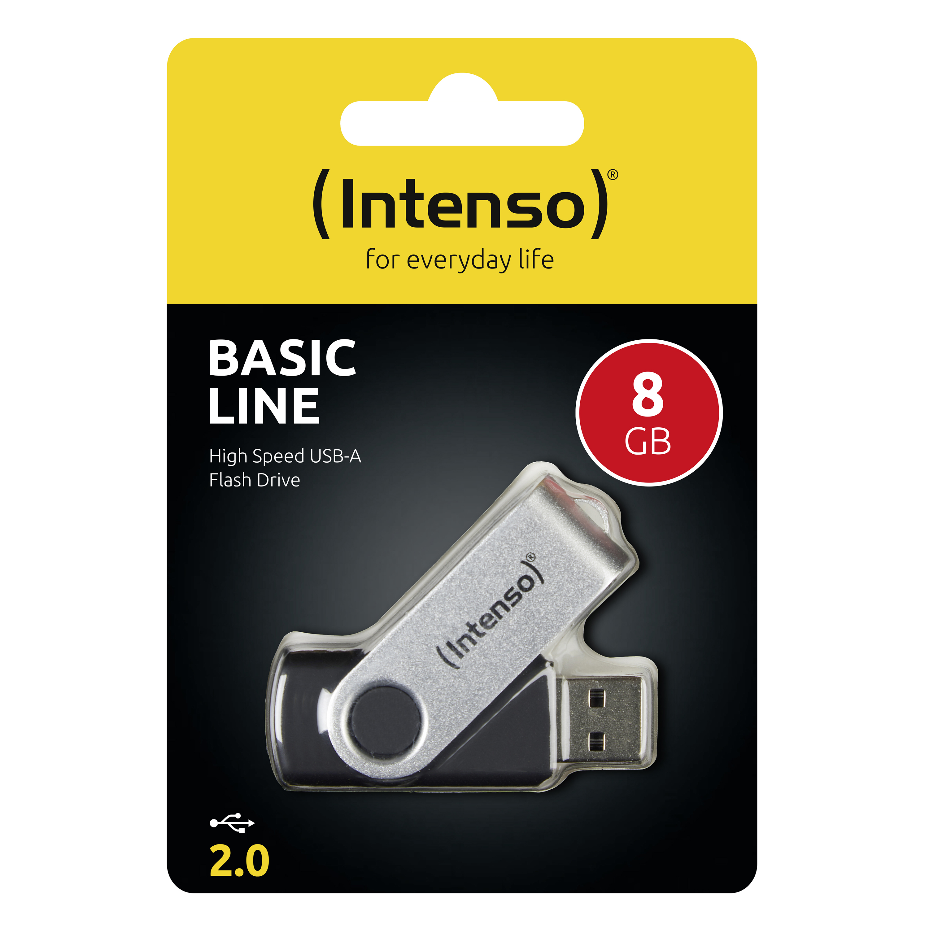 Intenso Basic Line USB-Stick 8 GB USB Typ-A 2.0 Schwarz, Silber