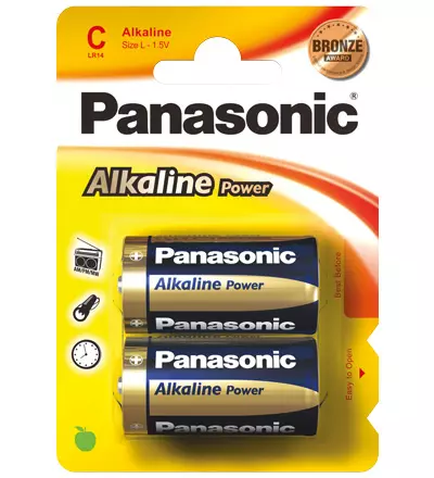 Goobay LR14 2-BL Panasonic Alkaline Power Einwegbatterie C Alkali