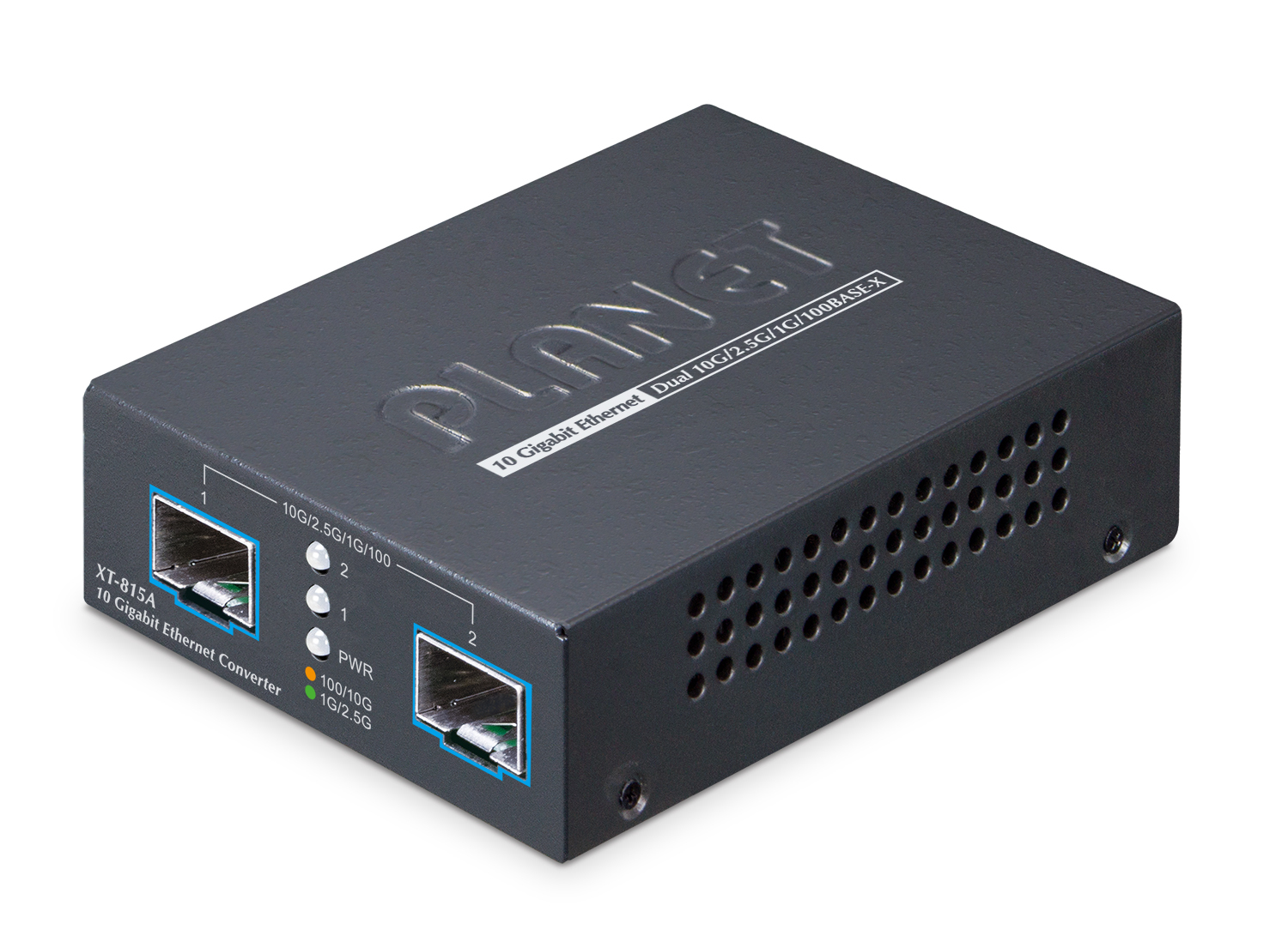 PLANET 2-Port 10G/2.5G/1G/100BASE-X Netzwerk Medienkonverter Schwarz