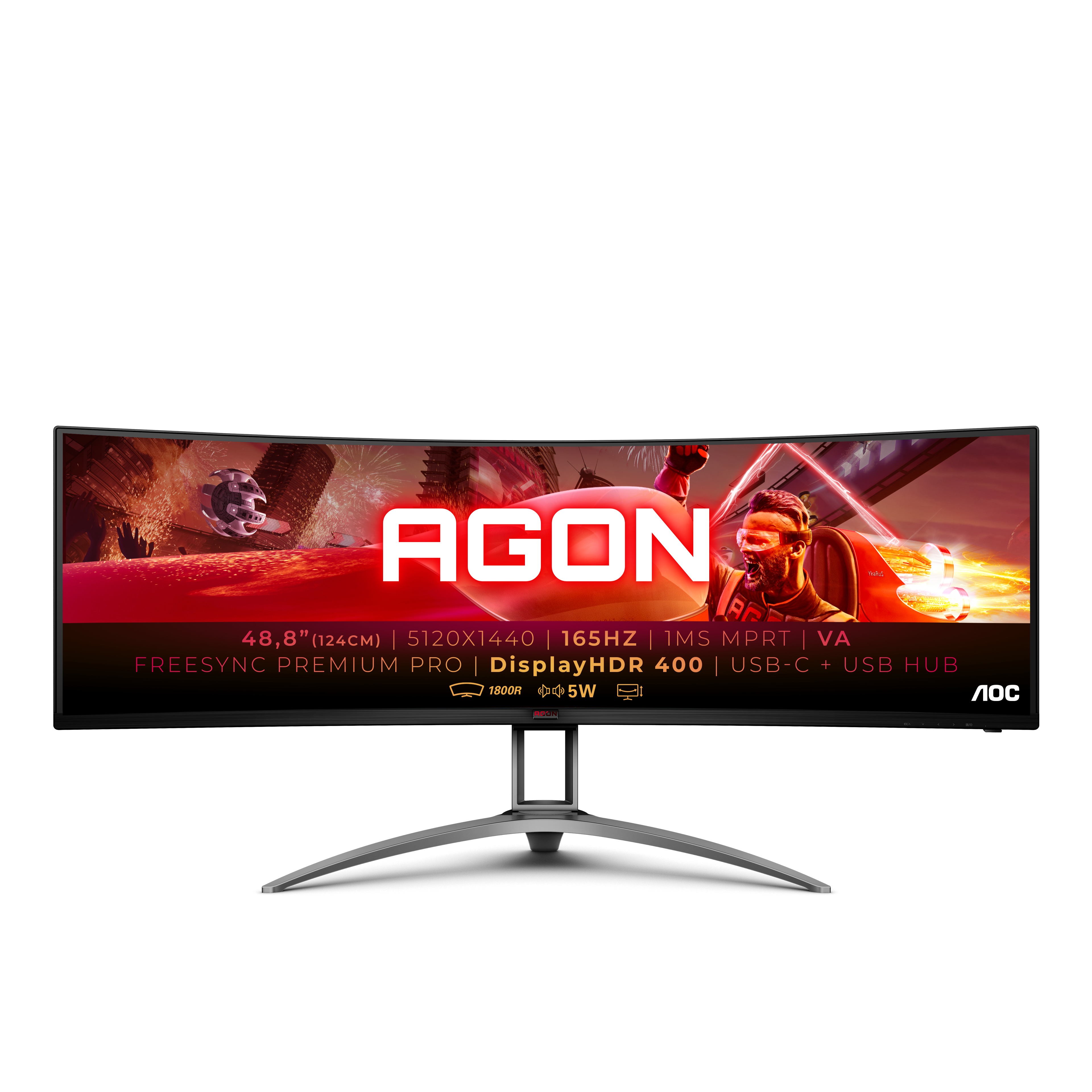 AOC B2 AG493UCX2 Computerbildschirm 124 cm (48.8") 5120 x 1440 Pixel Quad HD LED Schwarz