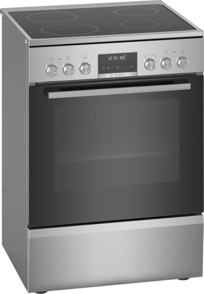 Bosch Serie 6 HKS79U250 cooker Freestanding cooker Electric Ceramic Black, Silver A