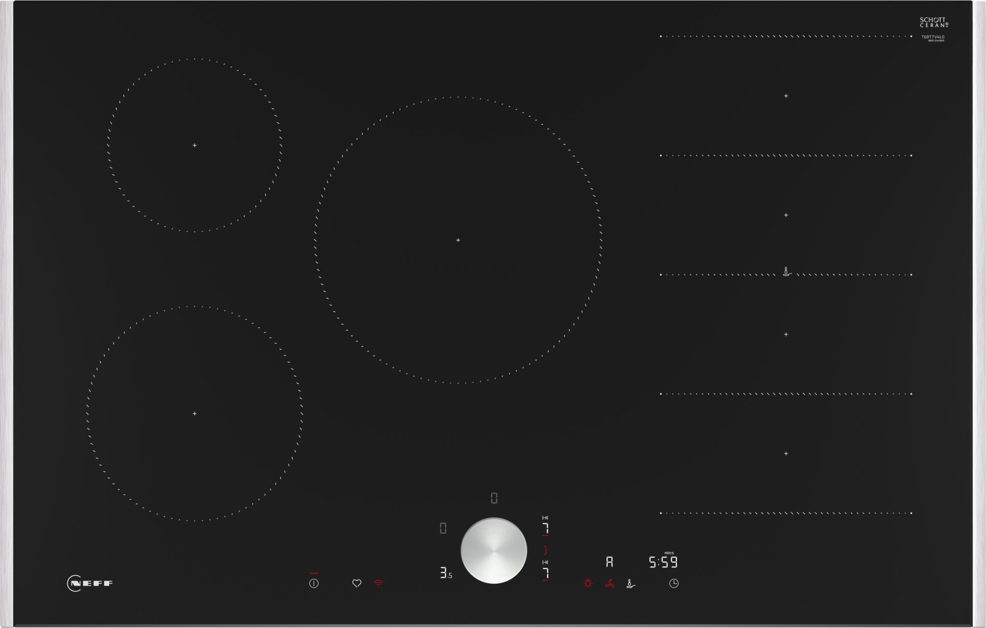 Neff N 90 Black Built-in 80 cm Zone induction hob 5 zone(s)