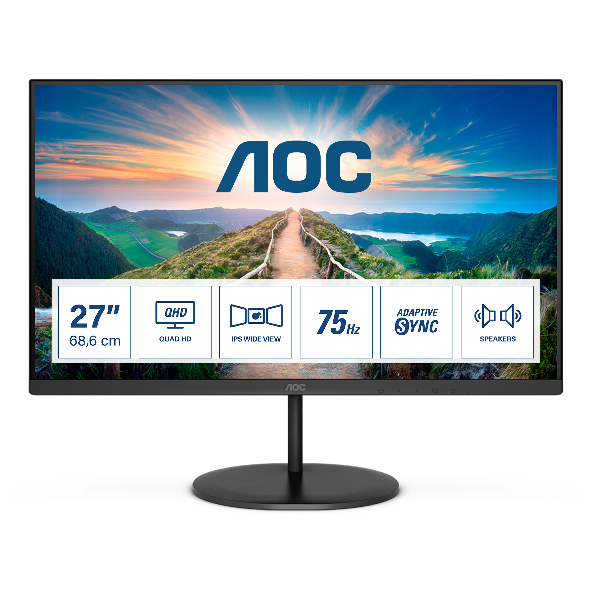 AOC V4 Q27V4EA LED display 68,6 cm (27") 2560 x 1440 Pixel 2K Ultra HD Schwarz