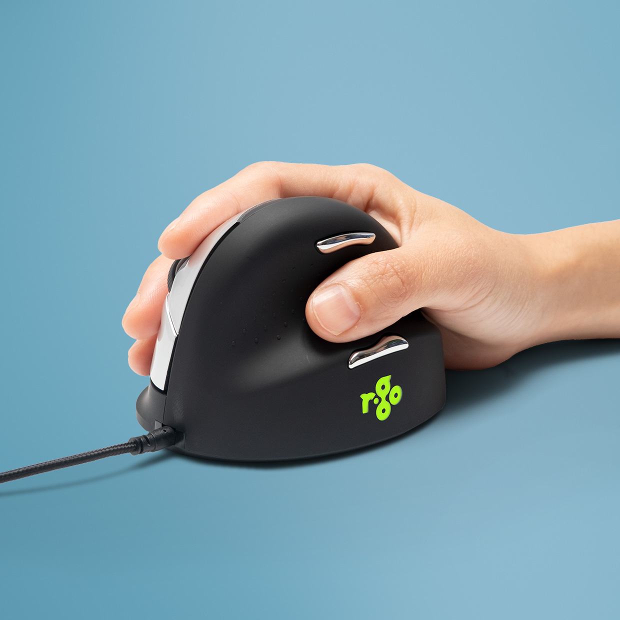 R-Go Tools Ergonomische Maus R-Go HE Break mit Pausensoftware, groß (Handlänge ≥ 185mm), für Rechtshänder, verkabelt, schwarz