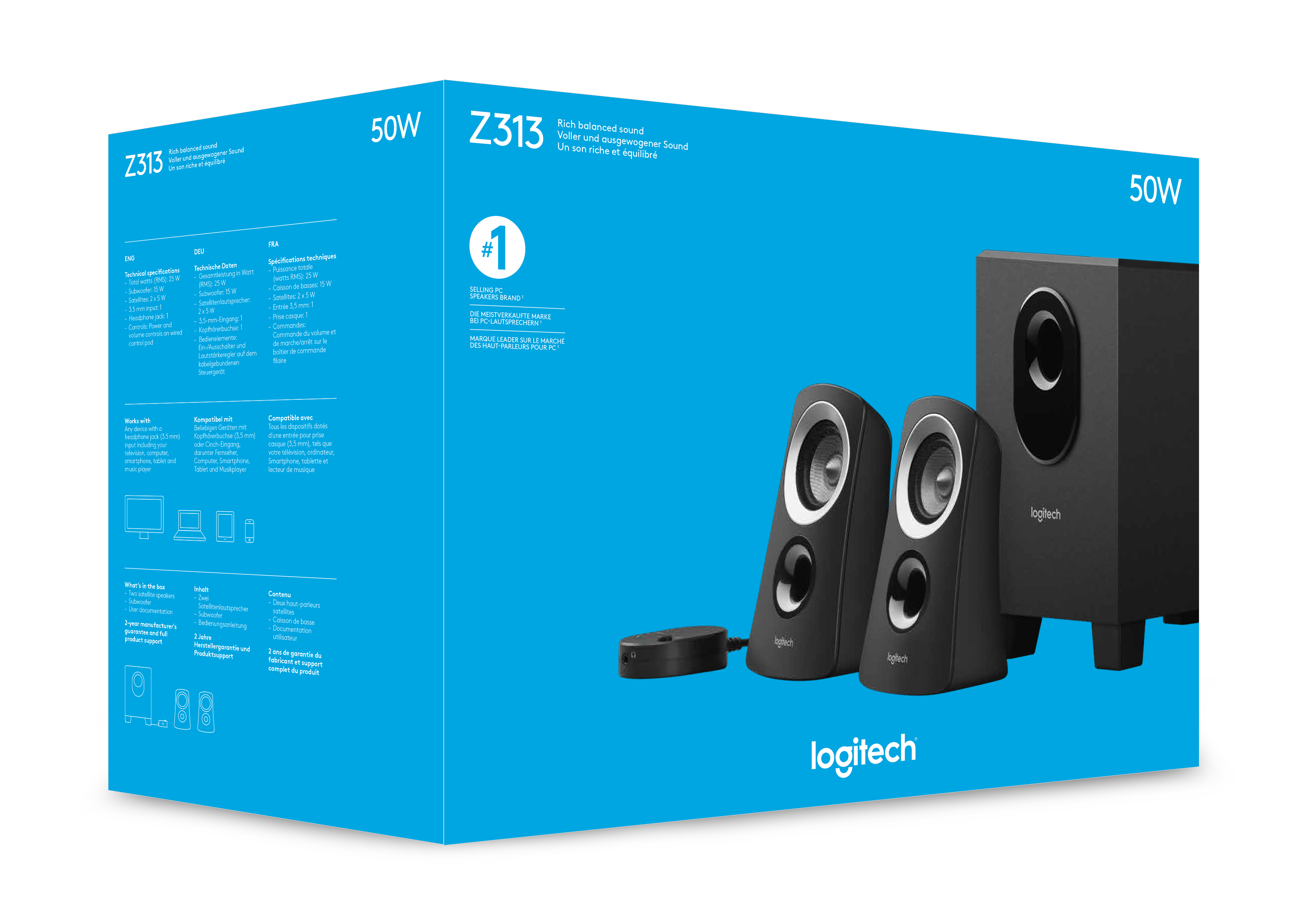 Logitech Z313 Lautsprecherset 25 W PC Schwarz 2.1 Kanäle 5 W